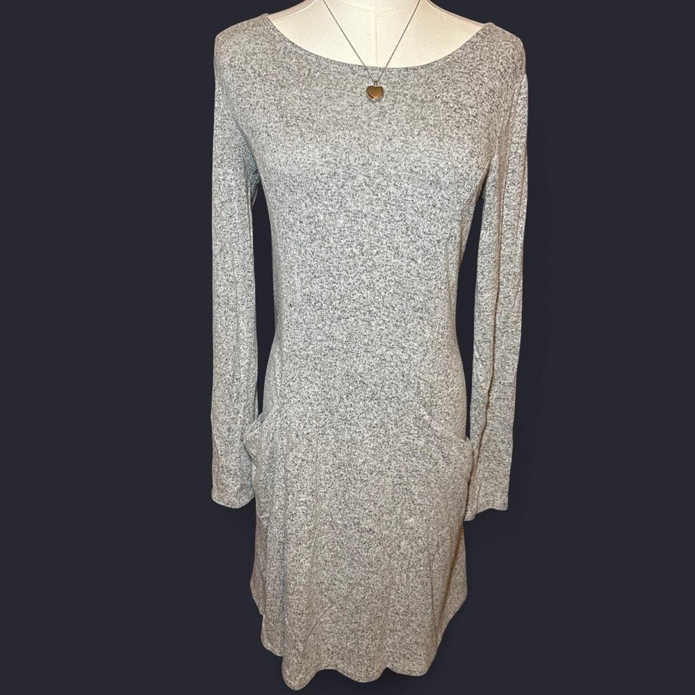 LOFT Heather Grey Long Sleeve Dress